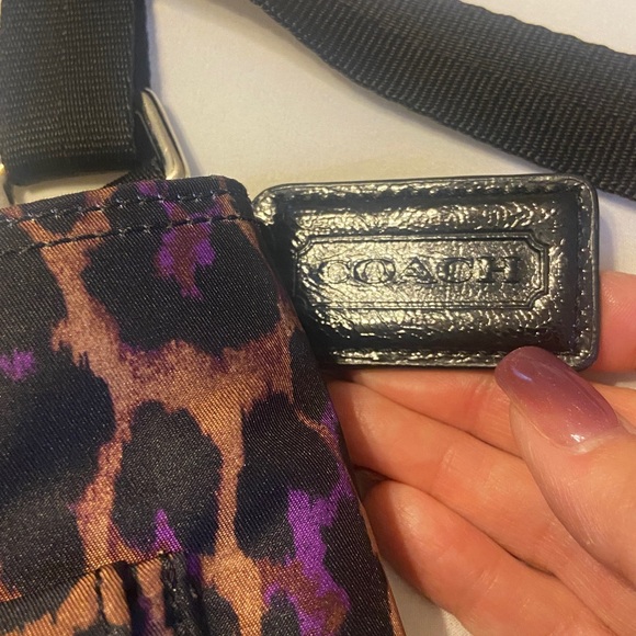 Coach Animal Print Crossbody Bag - Purple and Brown with matching cosmetic bag - Picture 5 of 14